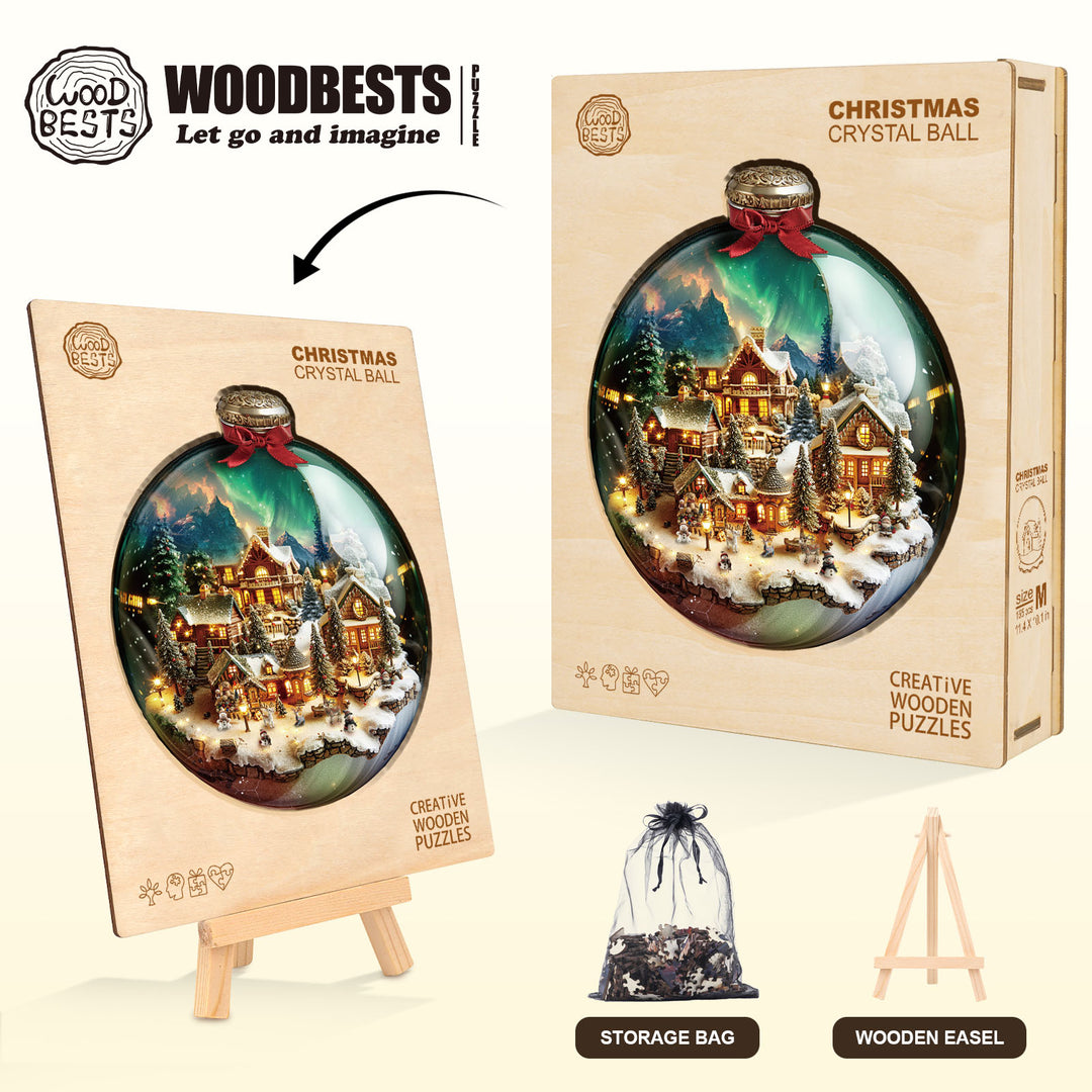 Christmas crystal ball Wooden Jigsaw Puzzle