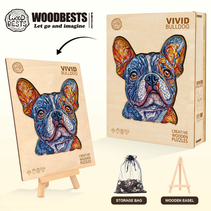 Vivid Bulldog Wooden Jigsaw Puzzle