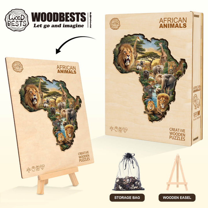 Puzzle en bois d'animaux africains