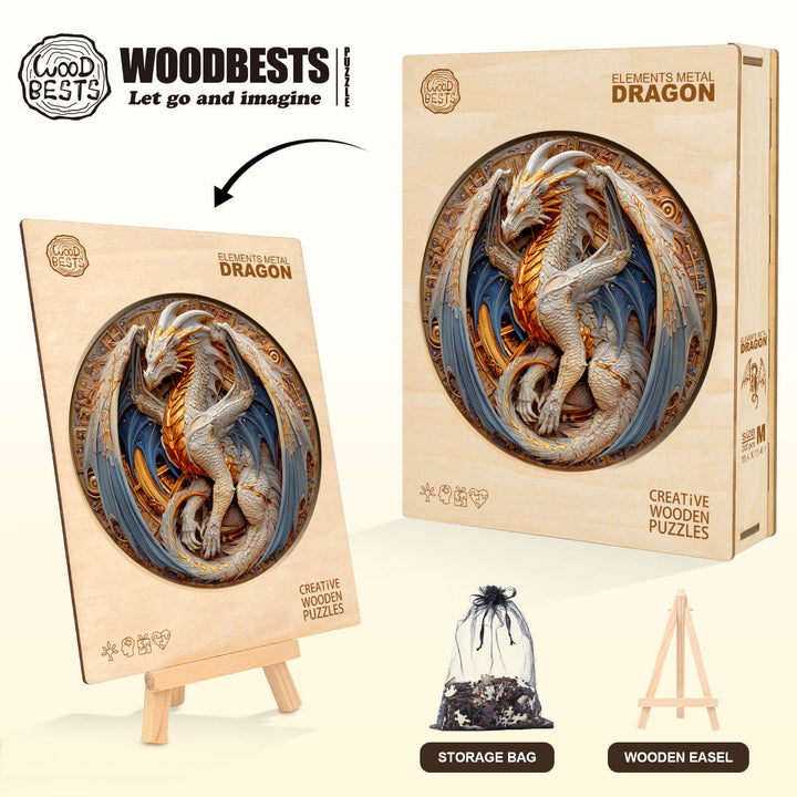 Elements Metal Dragon Wooden Jigsaw Puzzle
