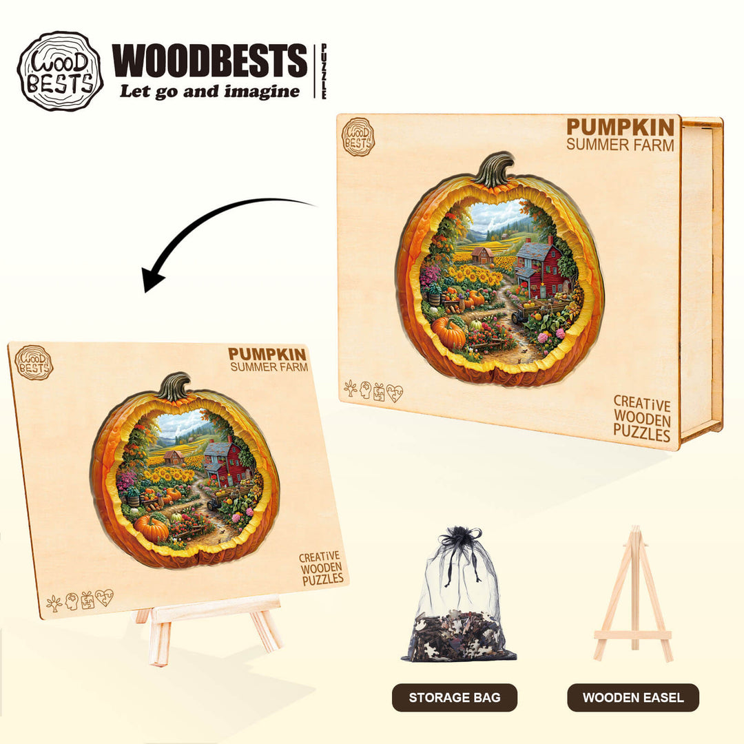 Pumpkin Summer Farm Wooden Jigsaw Puzzle