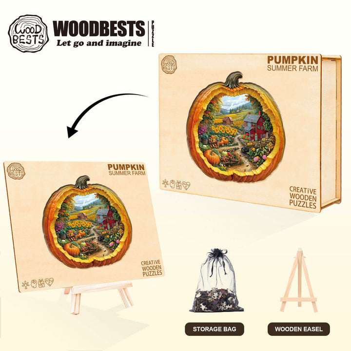 Pumpkin Summer Farm Wooden Jigsaw Puzzle