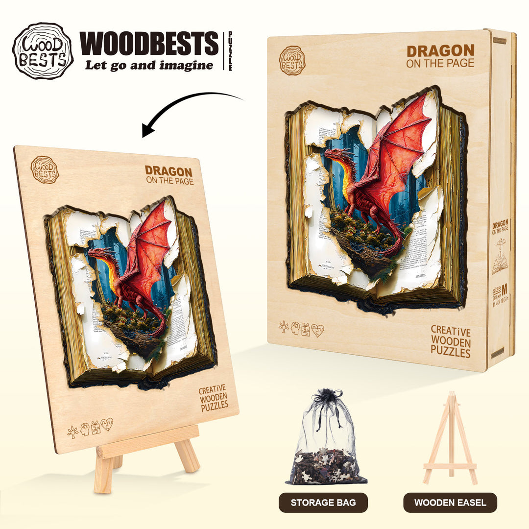 Dragon on the page Wooden Jigsaw Puzzle