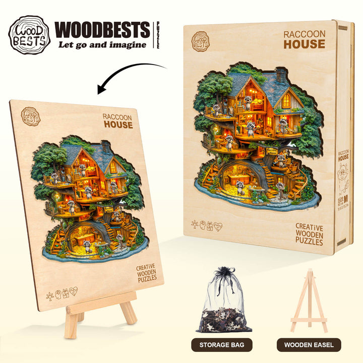 Waschbär Haus Holz-Puzzle