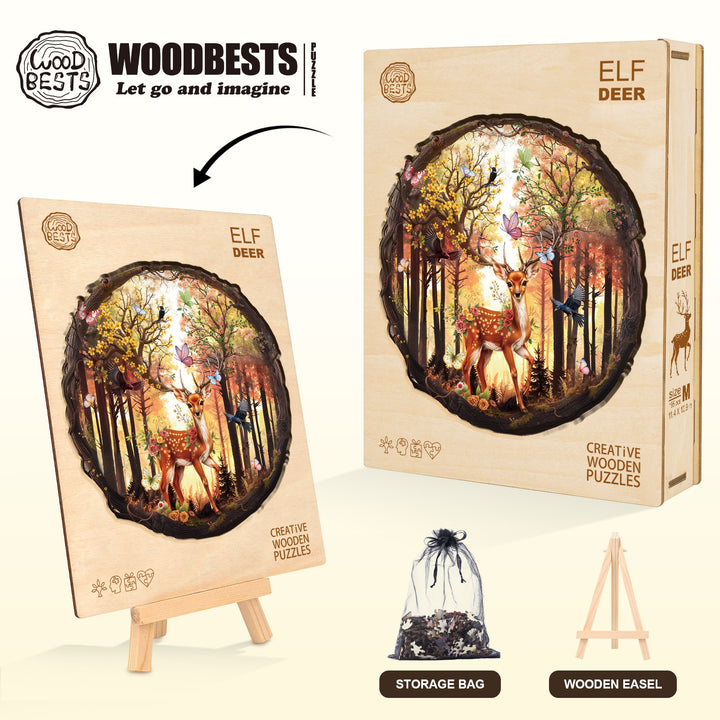 Elf Deer Wooden Jigsaw Puzzle