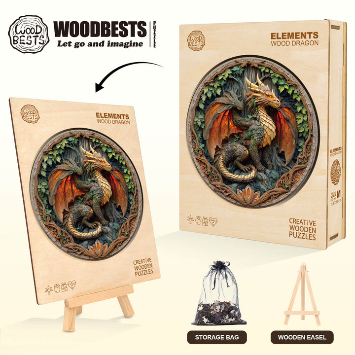Elements Wood Dragon Wooden Jigsaw Puzzle