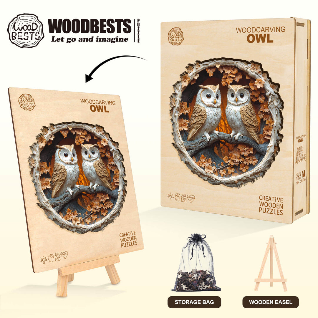 Woodcarving Owl Wooden Jigsaw Puzzle