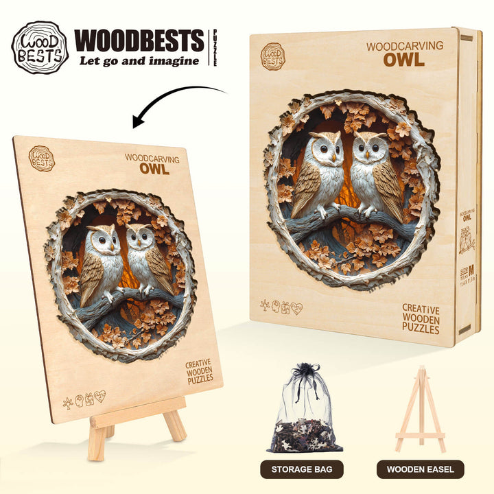 Woodcarving Owl Wooden Jigsaw Puzzle