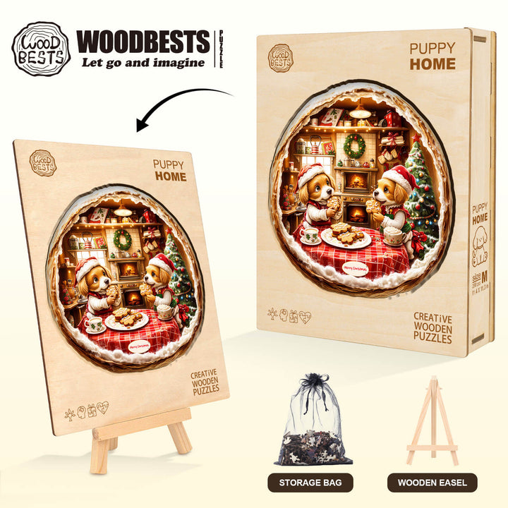 Puppy Home Wooden Jigsaw Puzzle