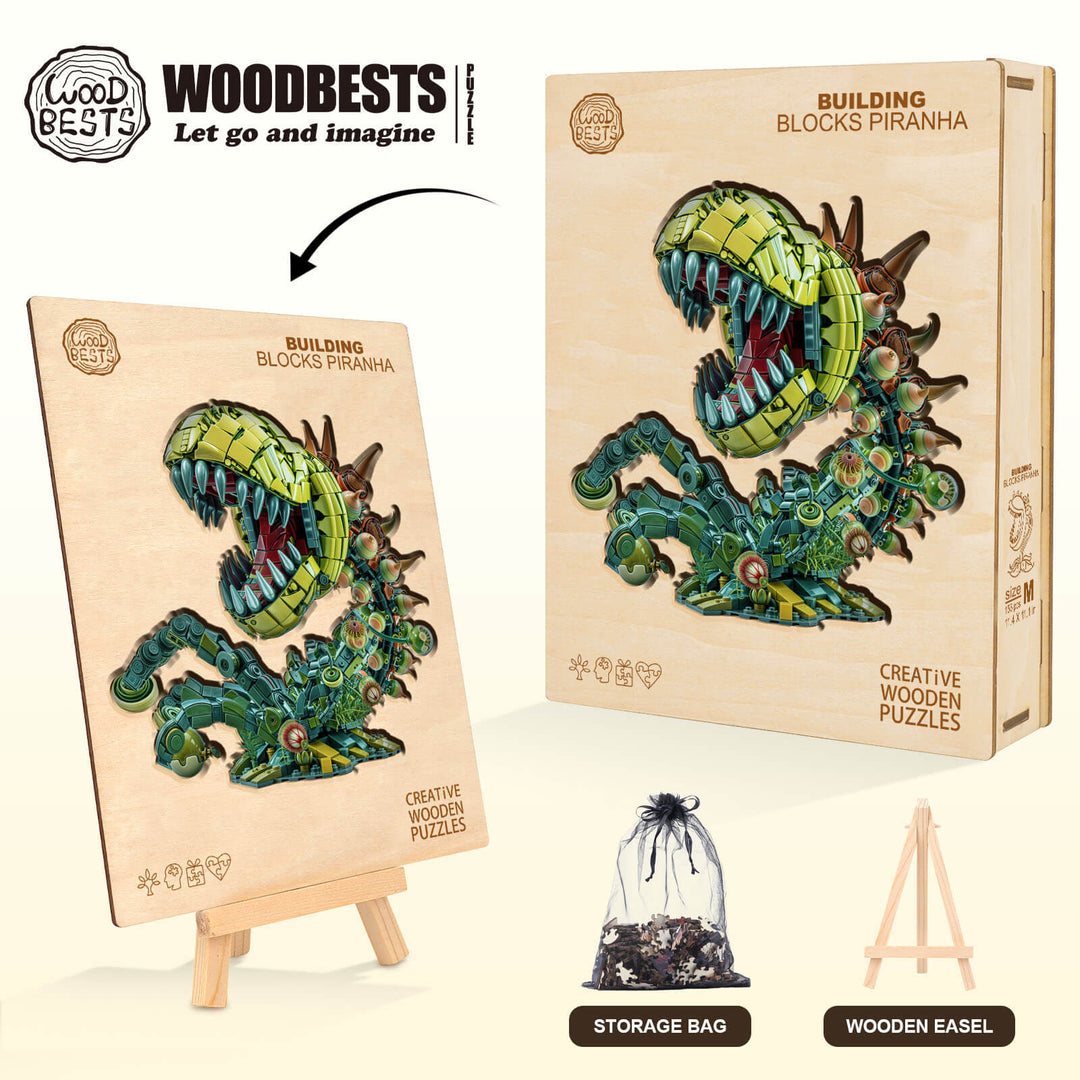 Building blocks Piranha Wooden Jigsaw Puzzle