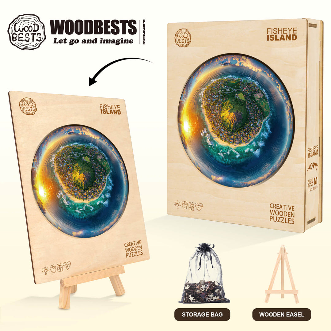 Fisheye Island Wooden Jigsaw Puzzle