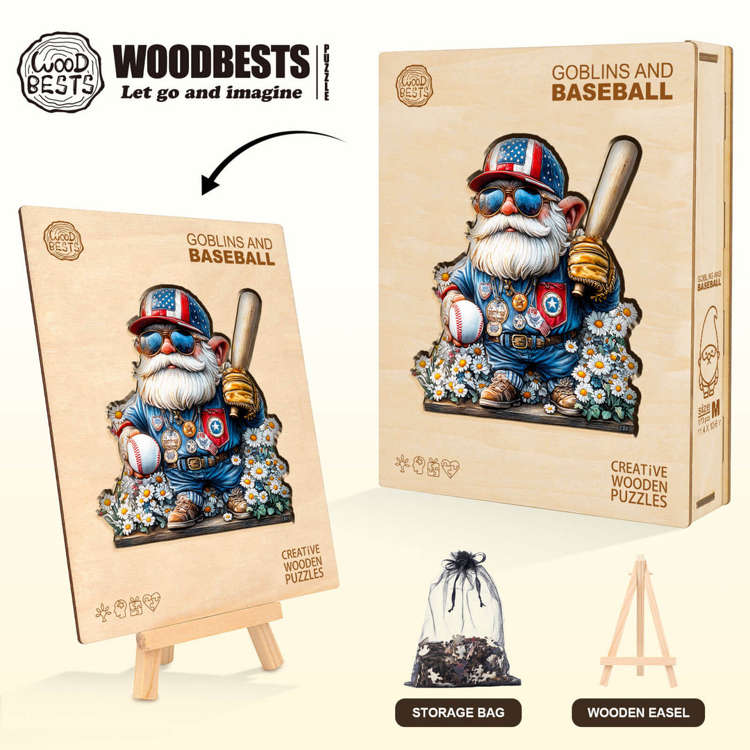 Goblin- und Baseball-Holzpuzzle