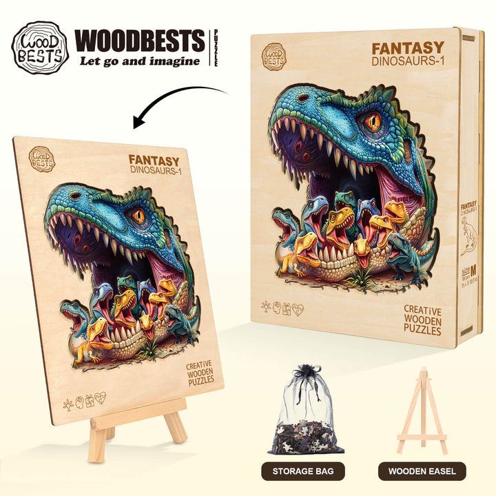 Fantasy Dinosaurs-1 Wooden Jigsaw Puzzle