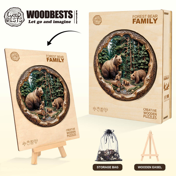 Puzzle en bois Famille d'ours de la forêt