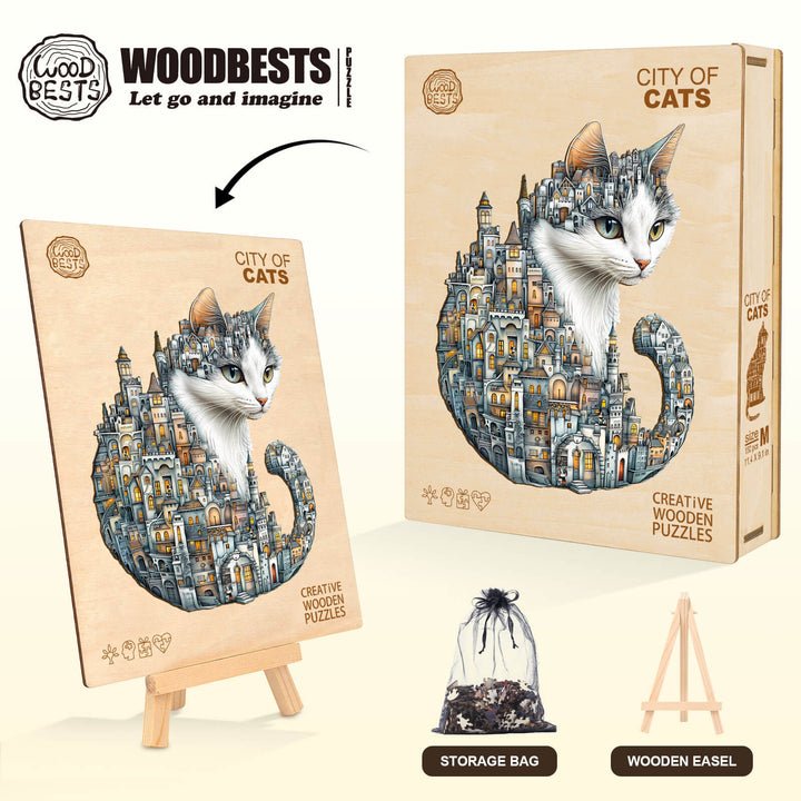 City of Cats Wooden Jigsaw Puzzle