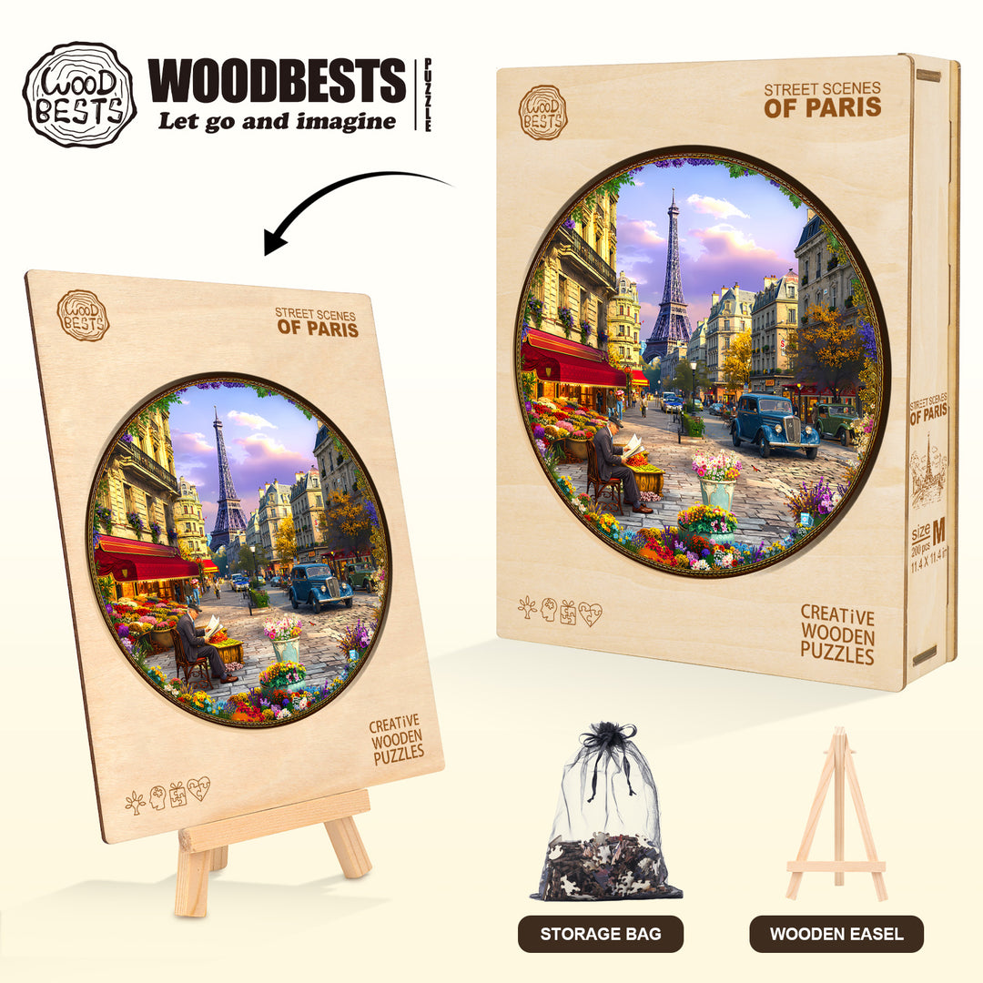 Street scenes of Paris Wooden Jigsaw Puzzle