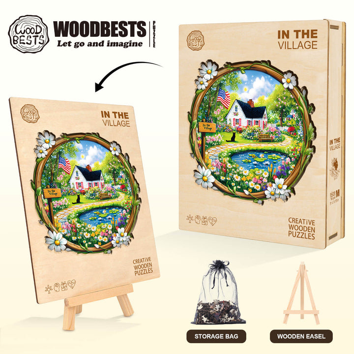 In the Village Wooden Jigsaw Puzzle