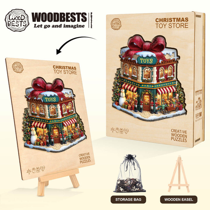 Christmas Toy Store Wooden Jigsaw Puzzle