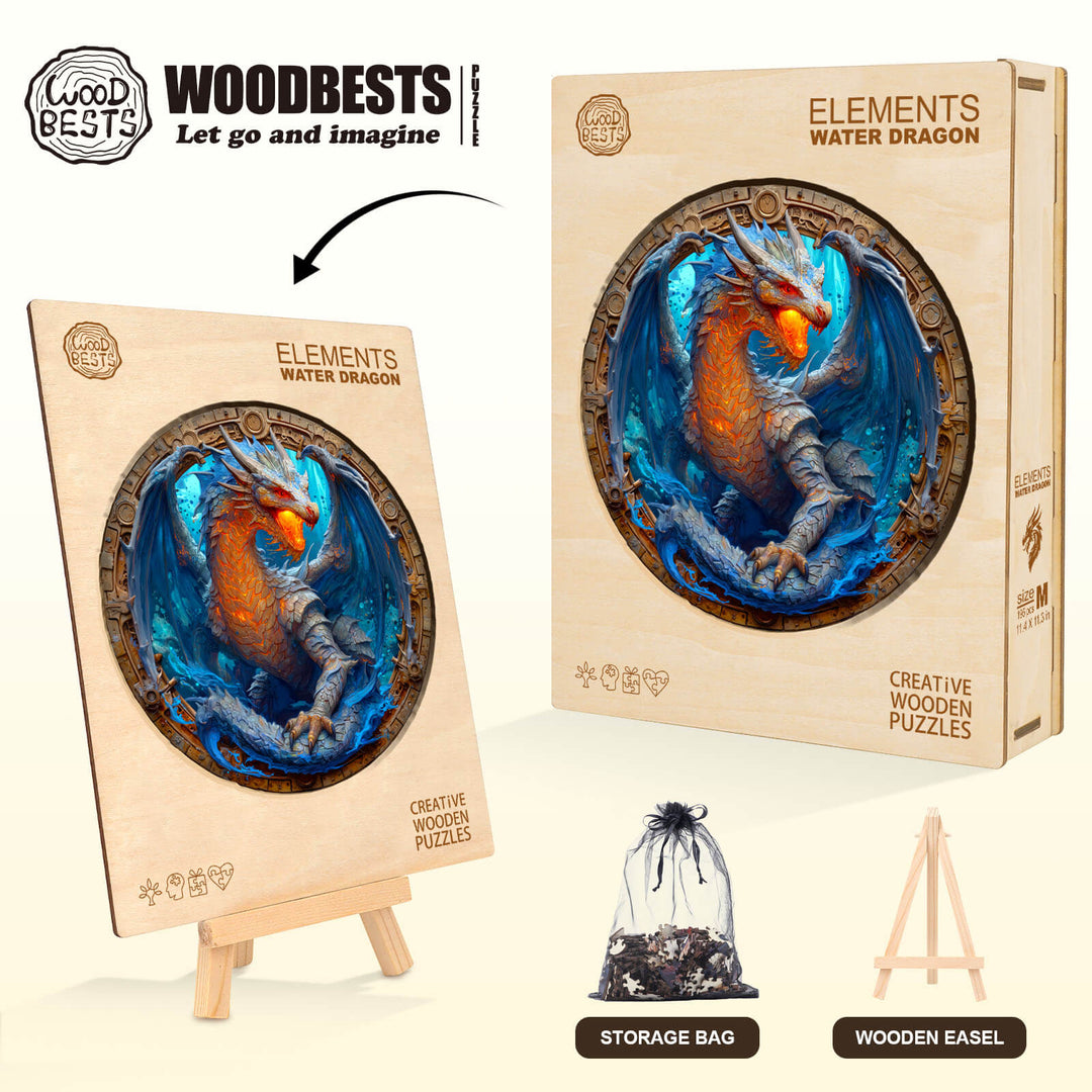 Elements Water Dragon Wooden Jigsaw Puzzle