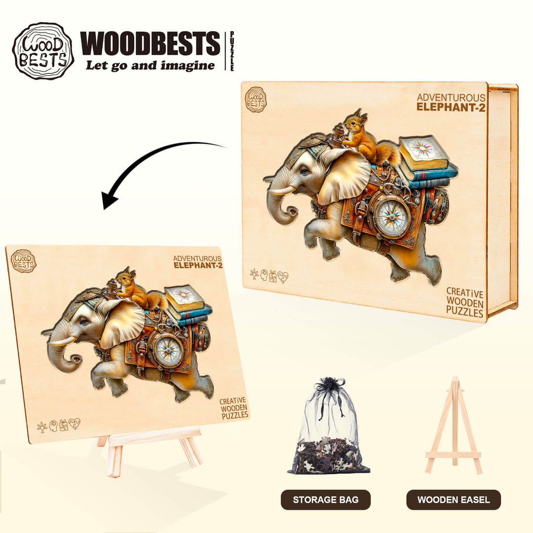 adventurous elephant-2 Wooden Jigsaw Puzzle