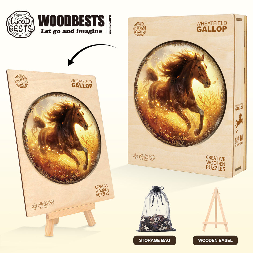 Wheatfield Gallop Wooden Jigsaw Puzzle