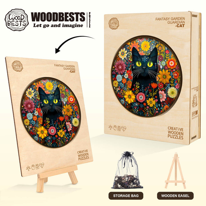 Fantasy Garden Guardian-Cat Wooden Jigsaw Puzzle