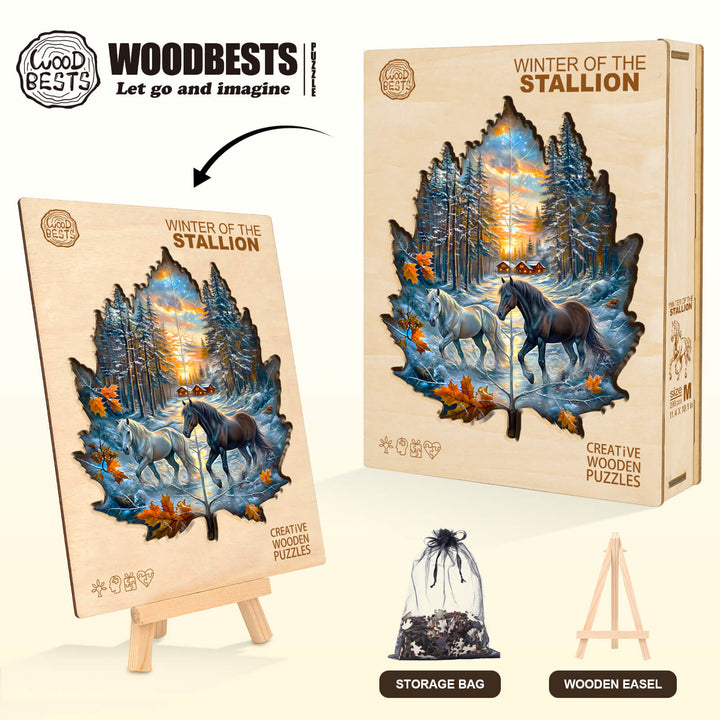 Winter of the stallion Wooden Jigsaw Puzzle