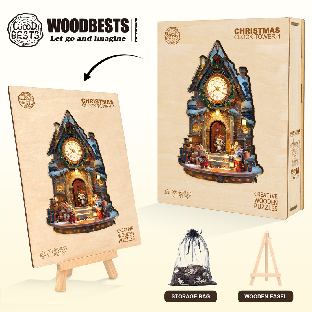 Christmas Clock Tower-1 Wooden Jigsaw Puzzle