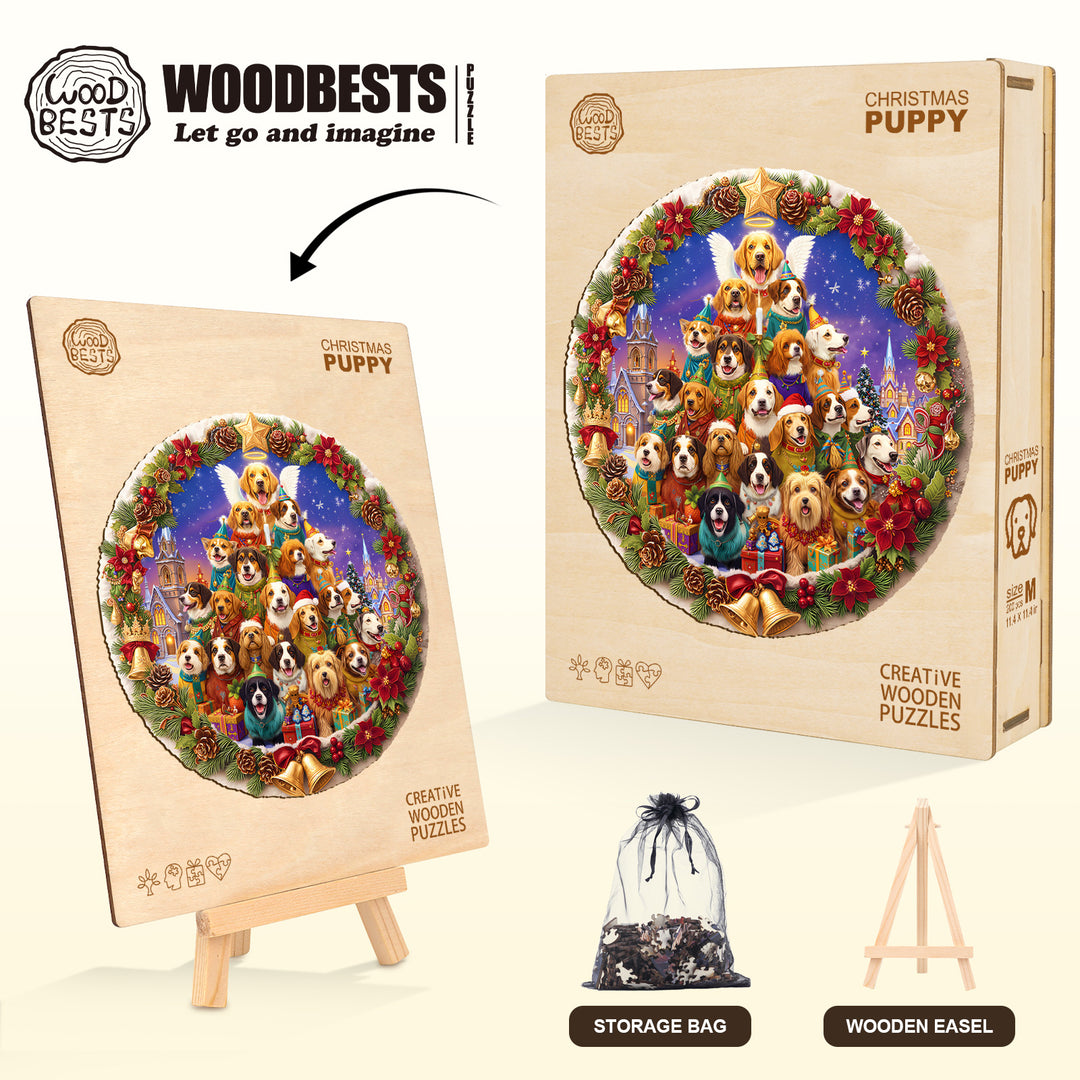 Christmas Puppy Wooden Jigsaw Puzzle