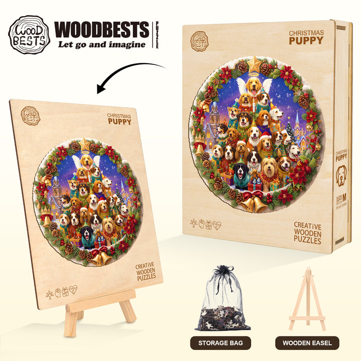 Christmas Puppy Wooden Jigsaw Puzzle