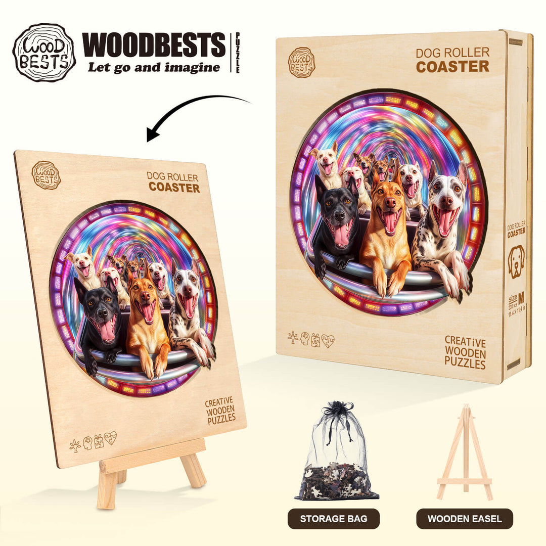 Dog Roller Coaster Wooden Jigsaw Puzzle