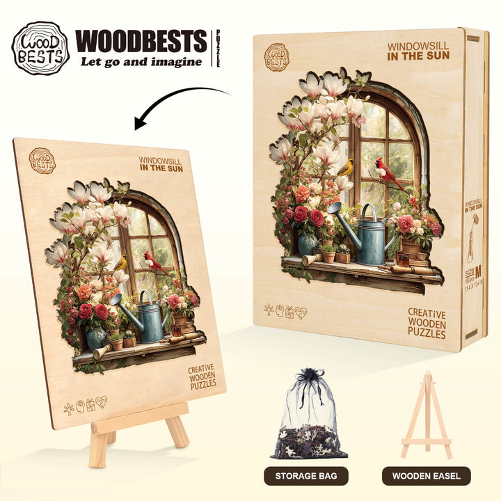 Windowsill in the sun Wooden Jigsaw Puzzle