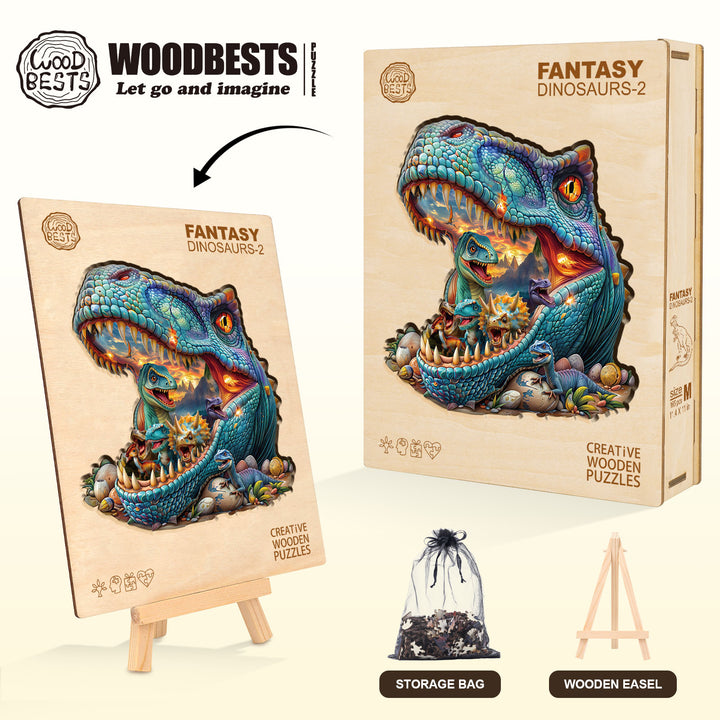Fantasy Dinosaurs-2 Wooden Jigsaw Puzzle