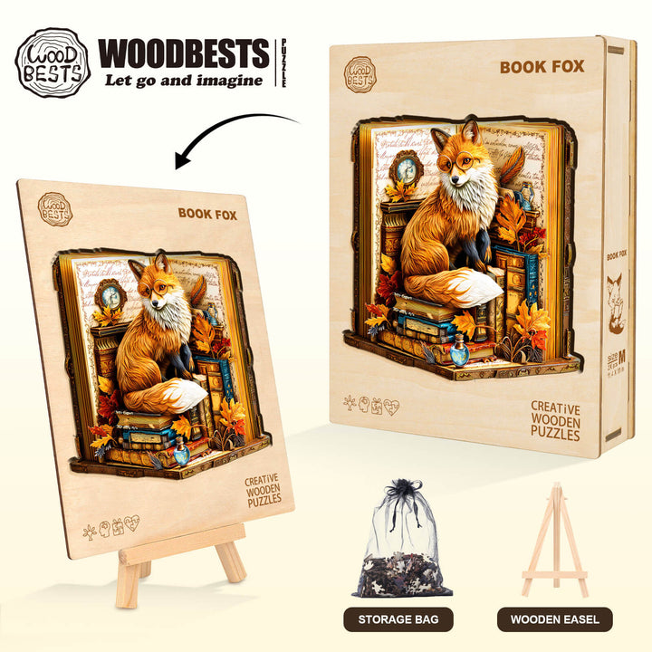 Book Fox Wooden Jigsaw Puzzle