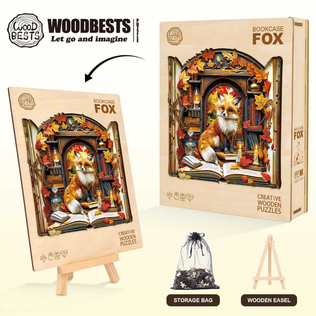 Bookcase Fox Wooden Jigsaw Puzzle