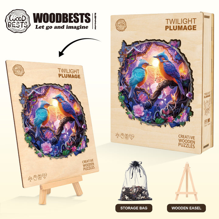 Twilight Plumage Wooden Jigsaw Puzzle