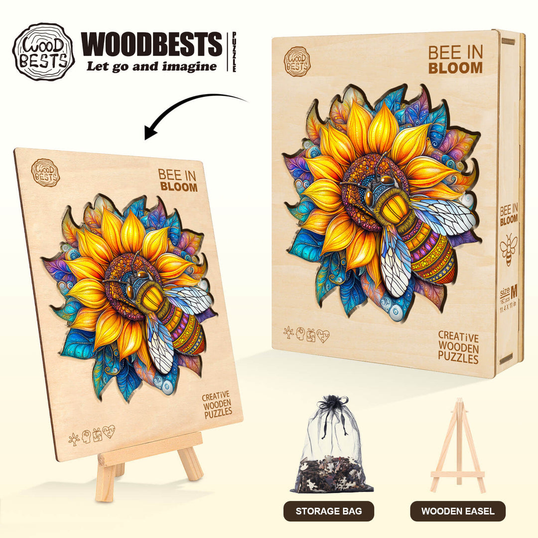 Bee in Bloom Wooden Jigsaw Puzzle