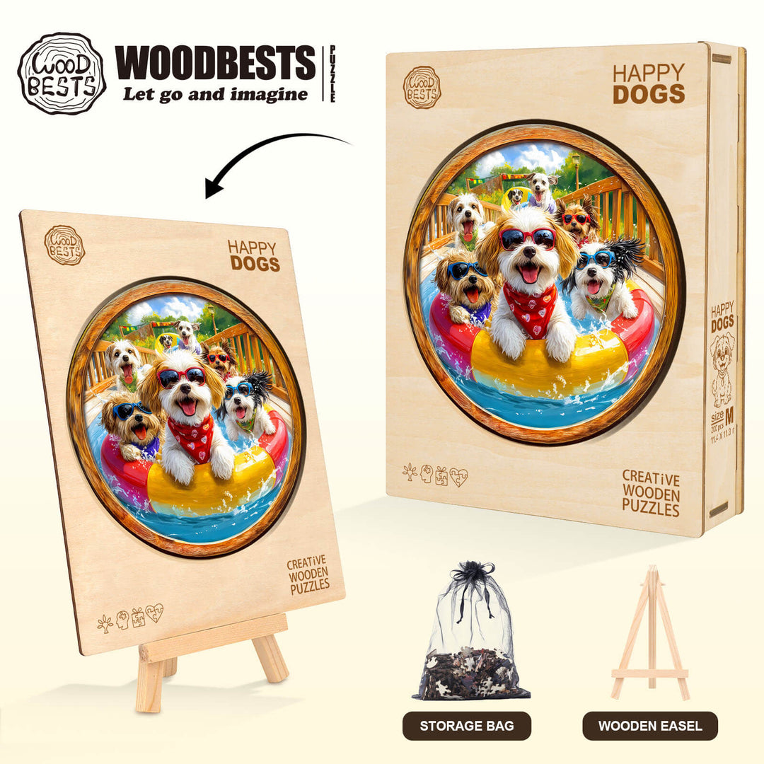 Happy Dogs Wooden Jigsaw Puzzle