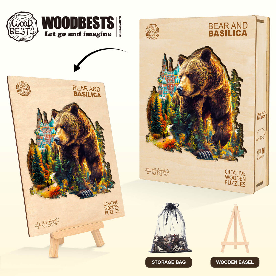 Bär und Basilika Holzpuzzle