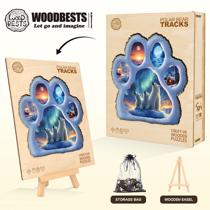 Polar bear tracks  Wooden Jigsaw Puzzle