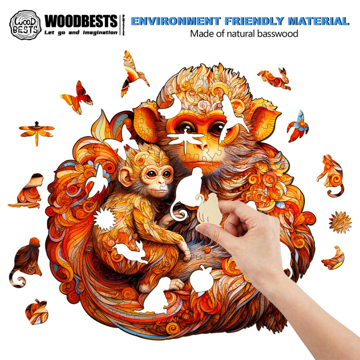 Rhinopithecus Family-2 Wooden Jigsaw Puzzle