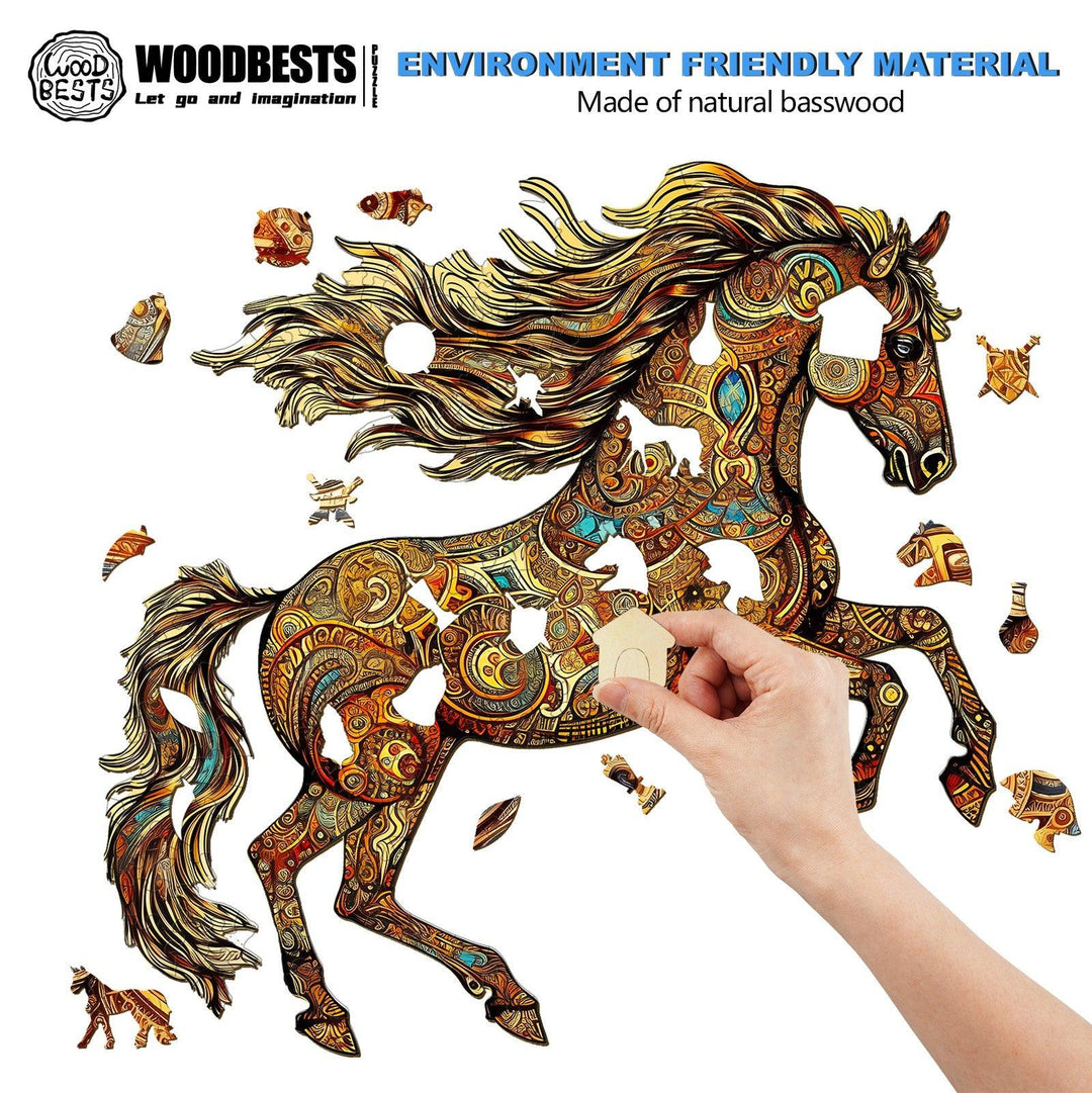 Galloping Horse Wooden Jigsaw Puzzle