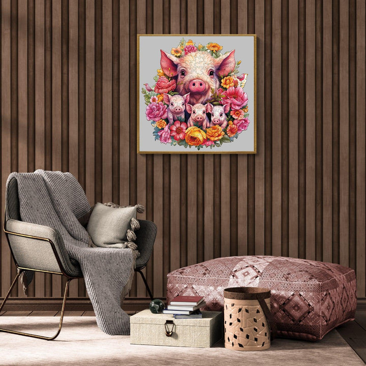 Mother Pig And Piglet-2 Wooden Jigsaw Puzzle