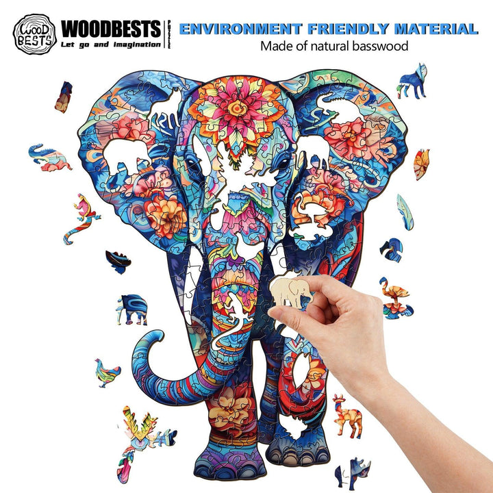 Blue Elephant Wooden Jigsaw Puzzle