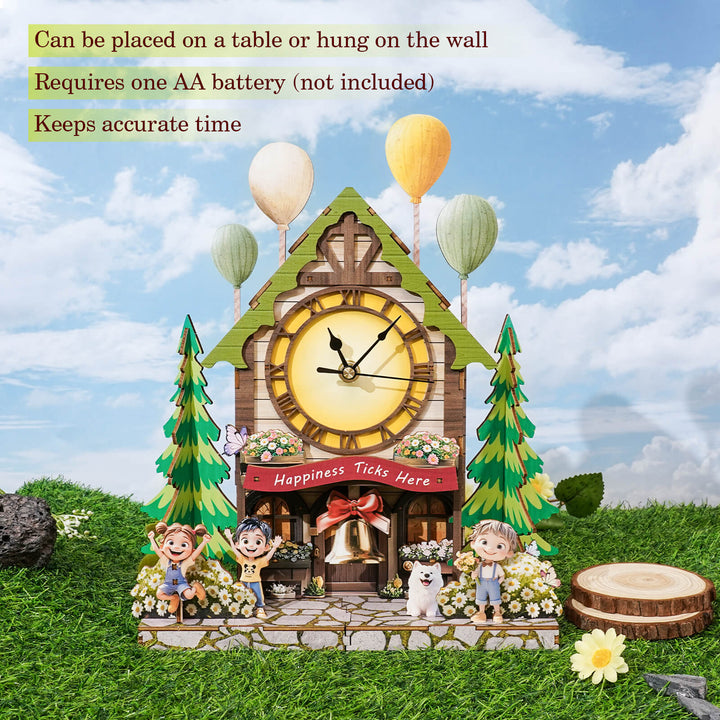Balloon Cabin – DIY Wooden Clock, 3D Puzzle Craft Kit
