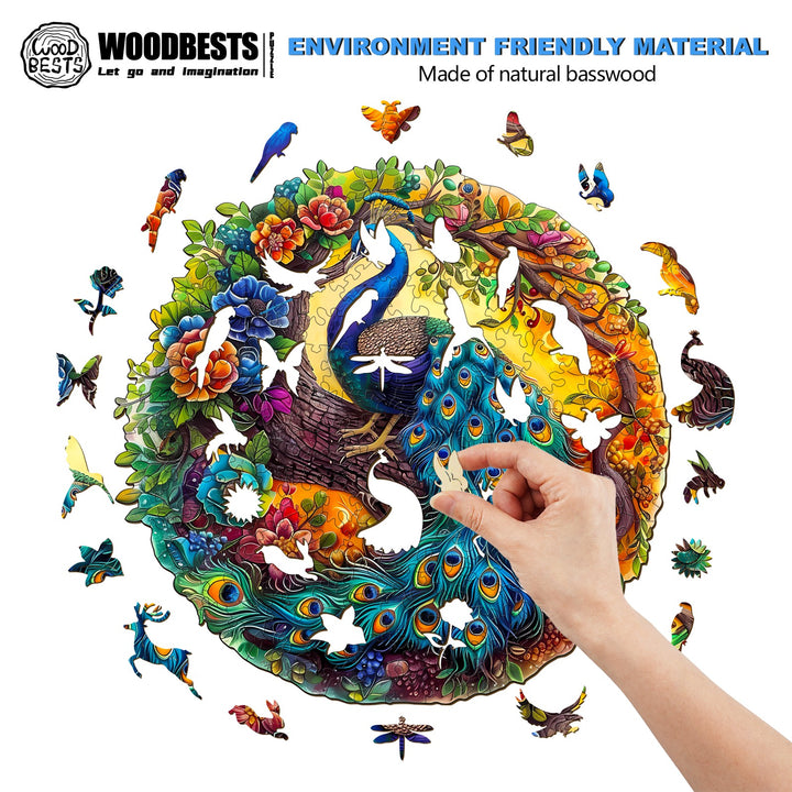 Charming Peacock Wooden Jigsaw Puzzle