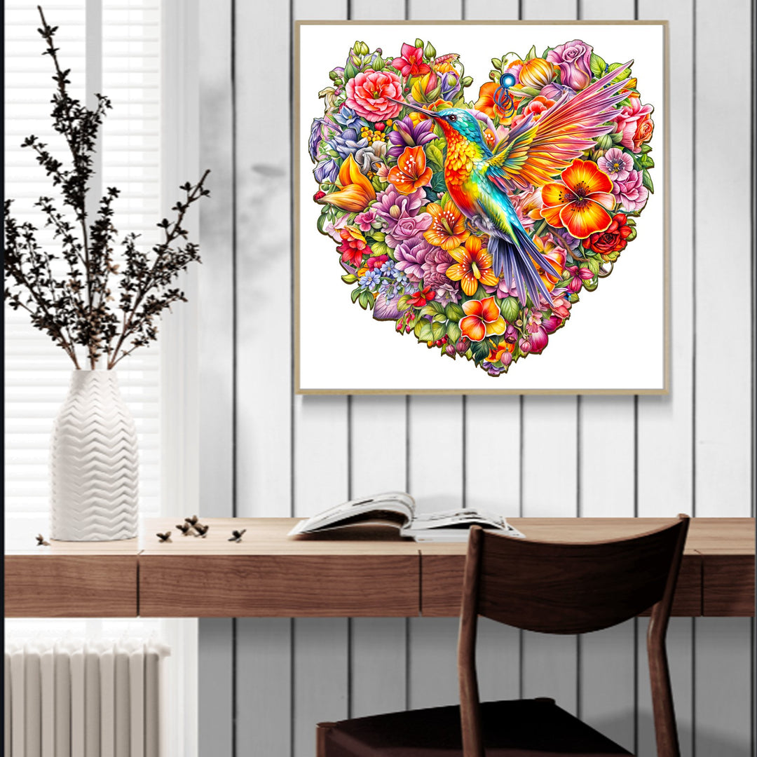 Hummingbird and Flower Wooden Jigsaw Puzzle
