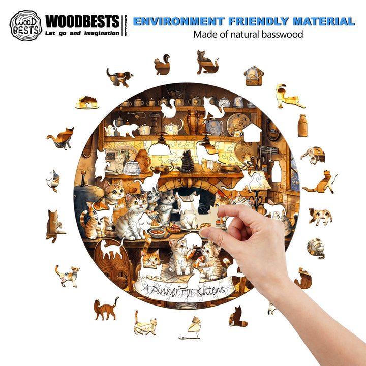 Cat party  Wooden Jigsaw Puzzle