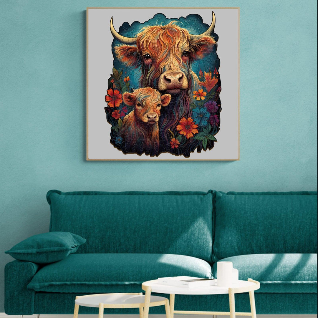 Highland Cattle Family 1 Wooden Jigsaw Puzzle