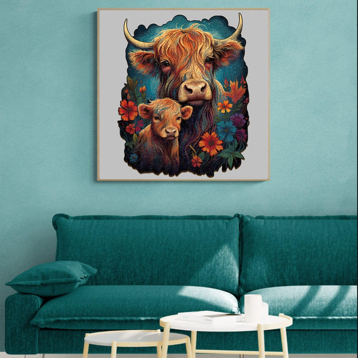 Highland Cattle Family 1 Wooden Jigsaw Puzzle